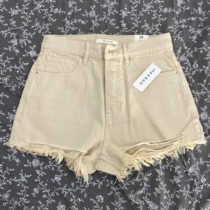 PacSun Eco Beige Ripped Vintage High Waisted Denim Shorts